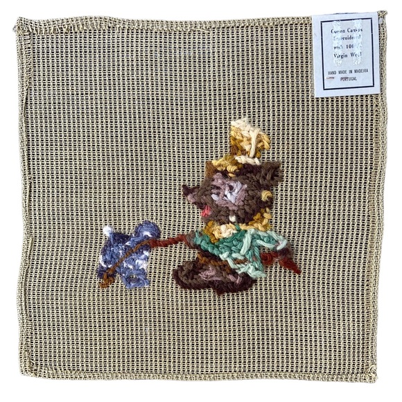 Teddy Bear PreWorked VTG NOS Dritz Luxury Needlepoint Madeira Portugal 8x8” - Picture 3 of 5